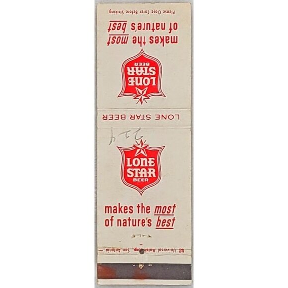 Front Strike Matchbook Lone Star Beer Texas TX Makes the Most of Nature's Best - Picture 2 of 5